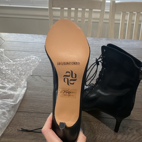 NWT BURJU Moment Open Toe Lace Up Tongue Ankle Boots | Black | Size 13 - Picture 9 of 10